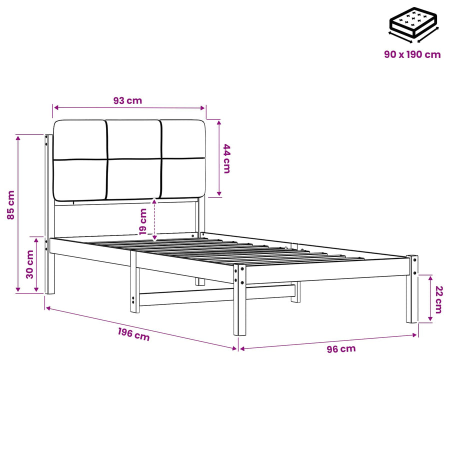 Bed Frame with Upholstered Headboard Natural and Dark Grey