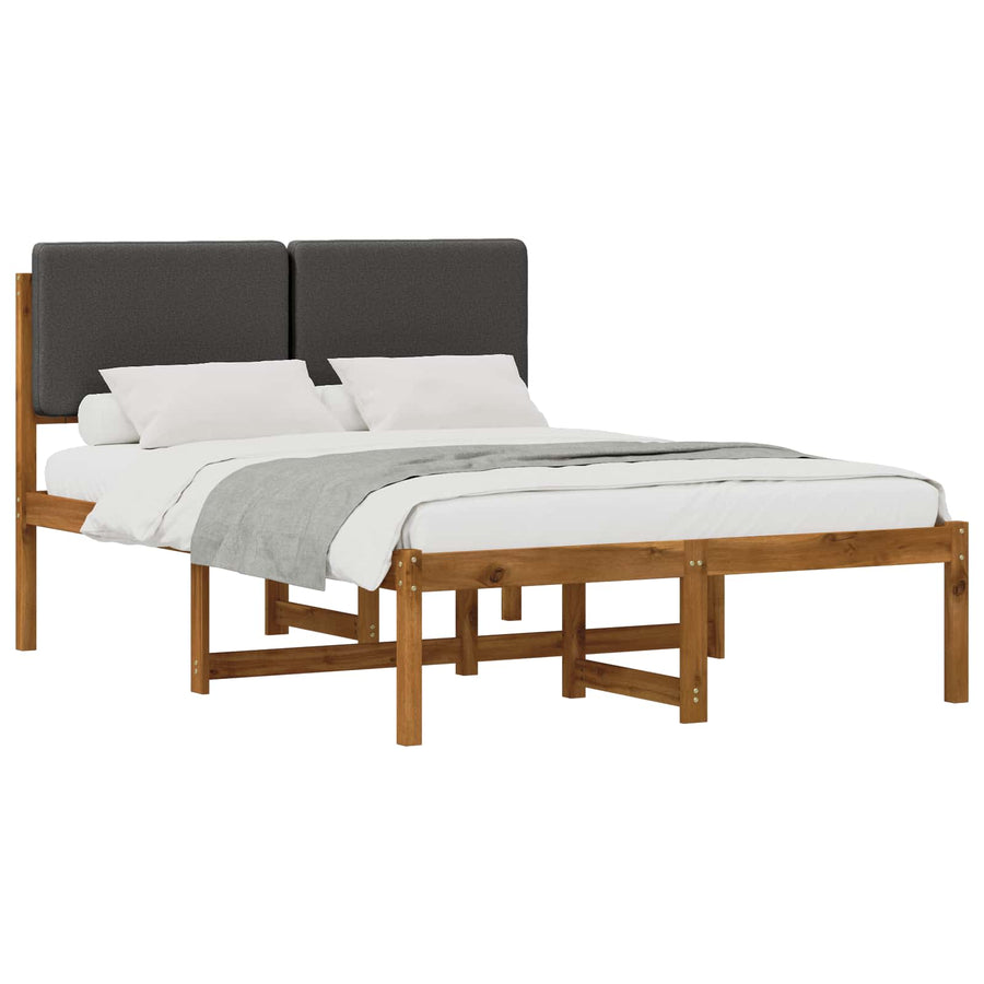 Bed Frame with Upholstered Headboard Natural and Dark Grey