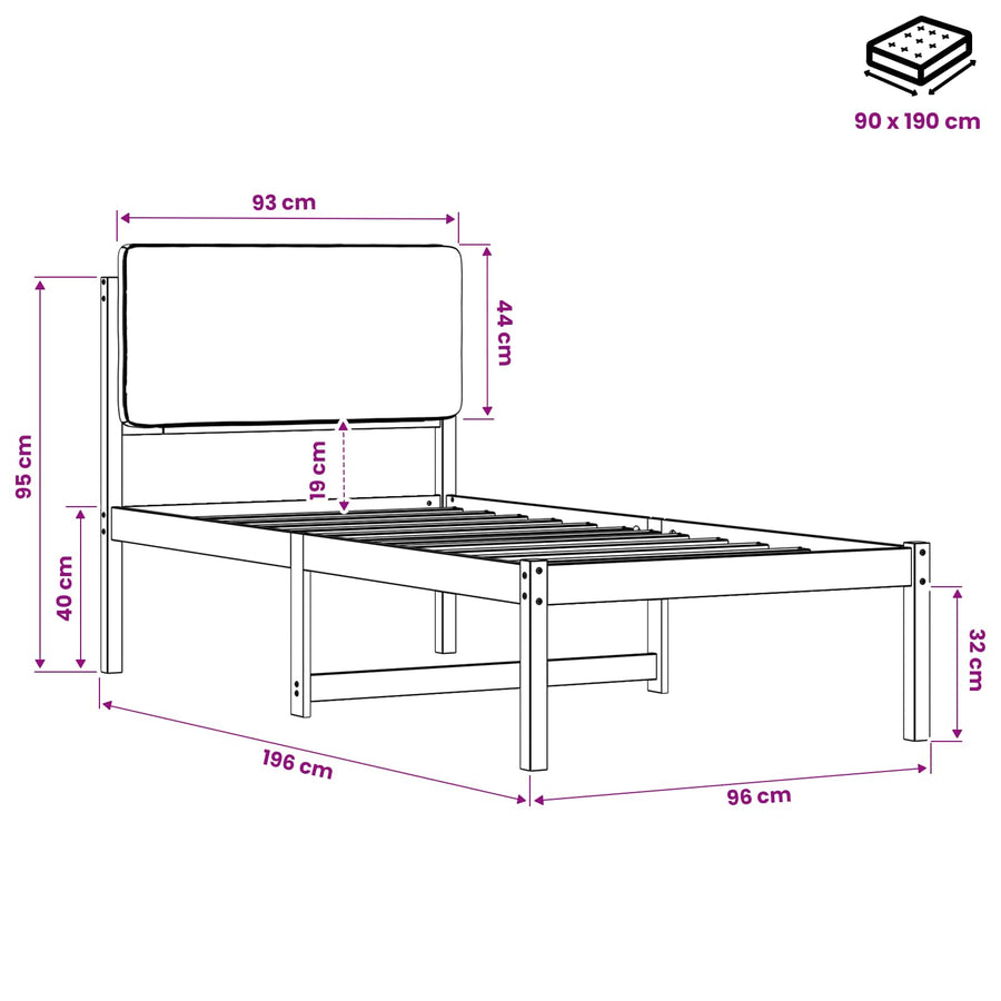 Bed Frame with Upholstered Headboard Natural and Dark Grey