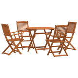 Outdoor Furniture Set 5 pcs Natural Solid Eucalyptus Wood - Front View