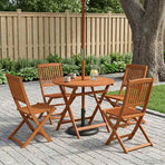 Outdoor Furniture Set 5 pcs Natural Solid Eucalyptus Wood