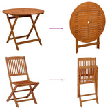 Outdoor Furniture Set 5 pcs Natural Solid Eucalyptus Wood - Close-Up Angle