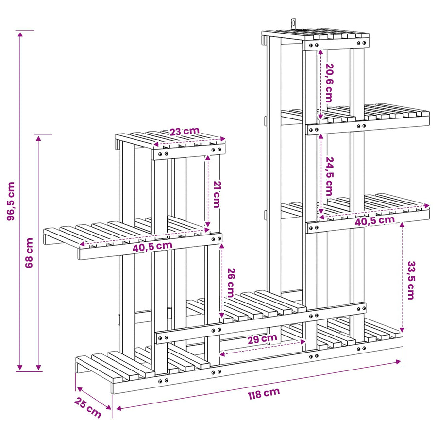 Plant Stand Natural 118 x 25 x 96.5 cm Solid Acacia Wood