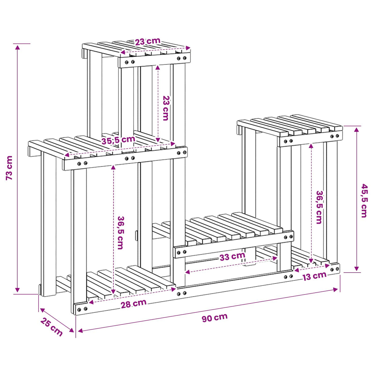 Plant Stand Natural 90 x 25 x 73 cm Solid Acacia Wood