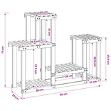 Plant Stand Natural 90 x 25 x 73 cm Solid Acacia Wood - Rear View