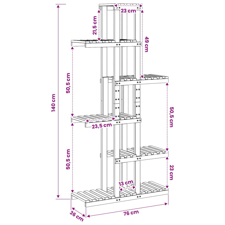 Plant Stand Natural 68 x 23.5 x 140 cm Solid Acacia Wood