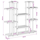 Plant Stand Natural 123 x 25 x 114.5 cm Solid Acacia Wood - Rear View