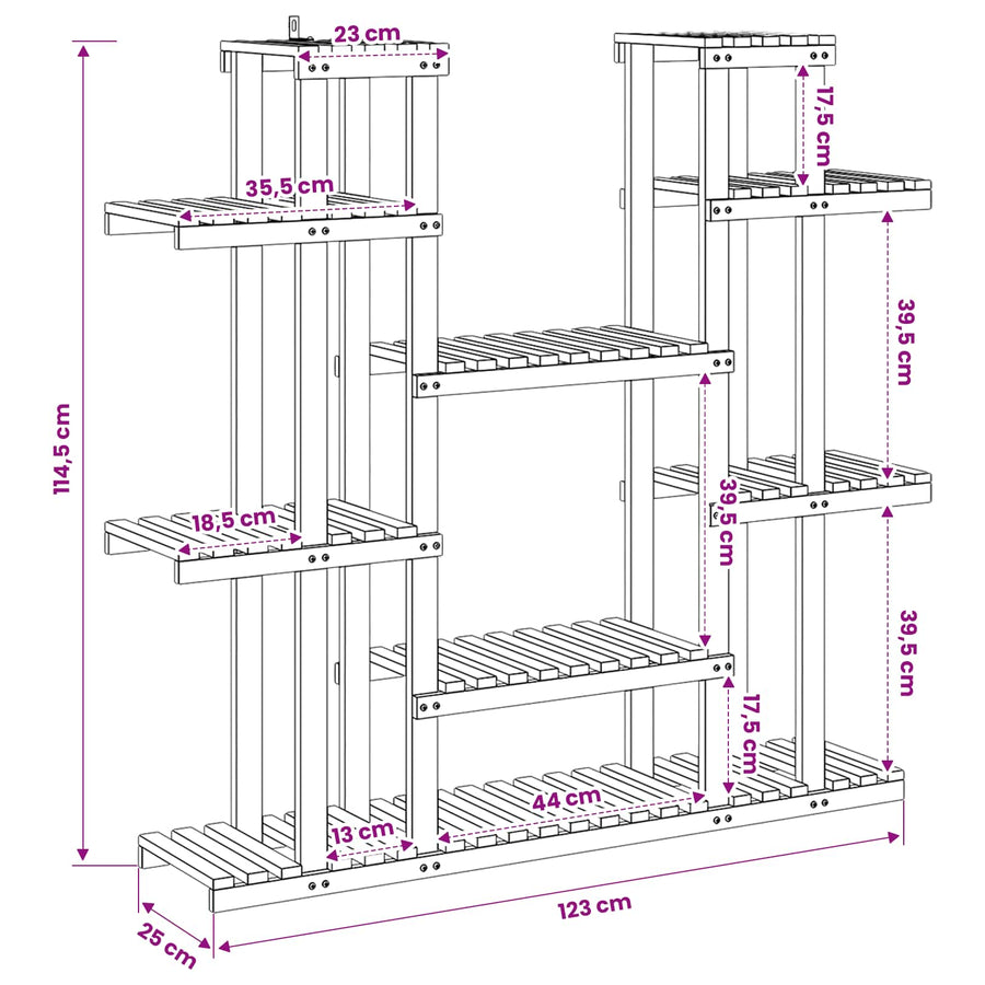 Plant Stand Natural 123 x 25 x 114.5 cm Solid Acacia Wood