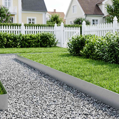 Lawn Edging 10 m x 20 cm Galvanised Steel Silver