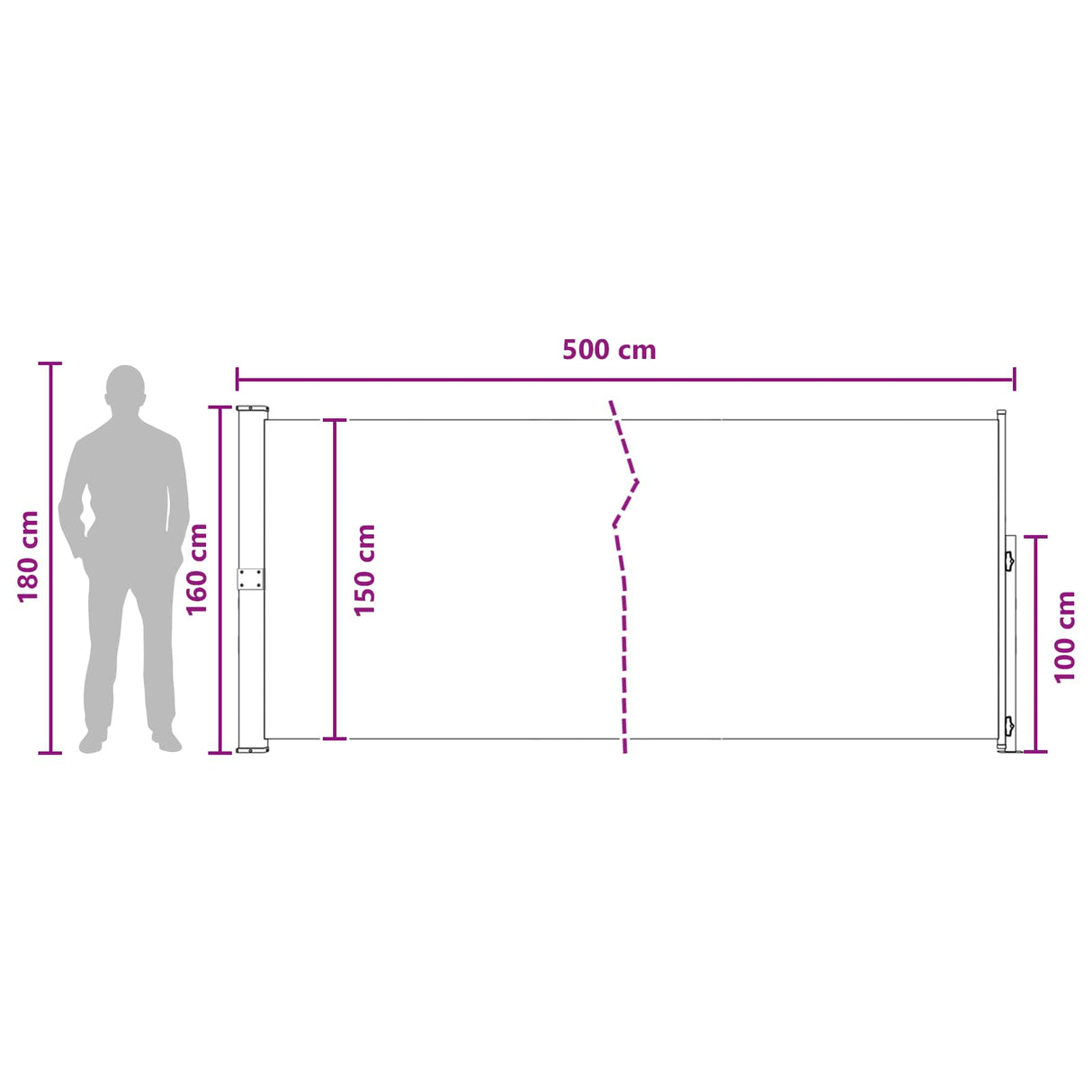Retractable Side Awning 160 x 500 cm Polyester Rectangular