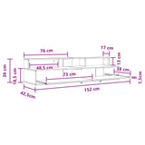 Studio Desk White 152 x 42.5 x 36 cm Engineered Wood - Extra Image