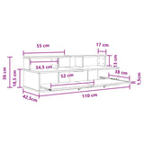Studio Desk White 110 x 42.5 x 36 cm Engineered Wood