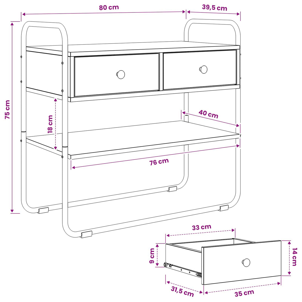 Console Table Sonoma Oak 80 x 40 x 75 cm Engineered Wood