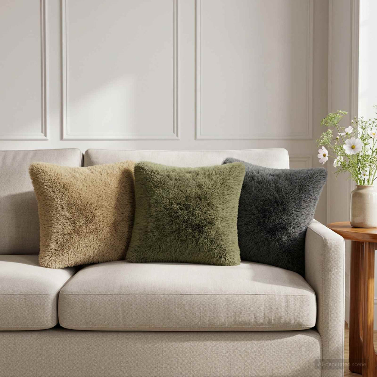 Cushion with Pillow HEERLEN 6 pcs Green PV Fleece