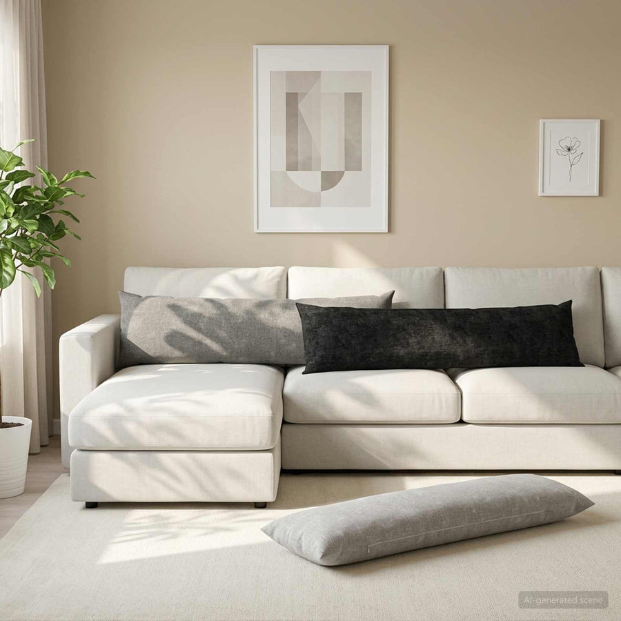 Throw Pillow HEERLEN Light Grey 40 x 145 cm Chenille Fabric