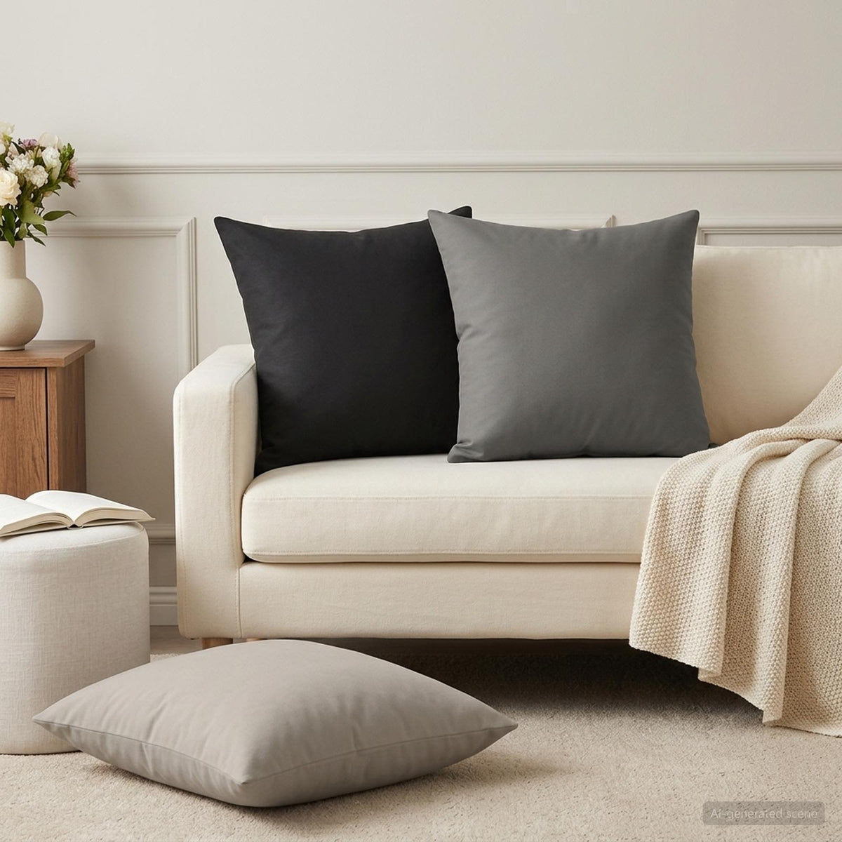 Cushion with Pillow HEERLEN 2 pcs Black Polyester