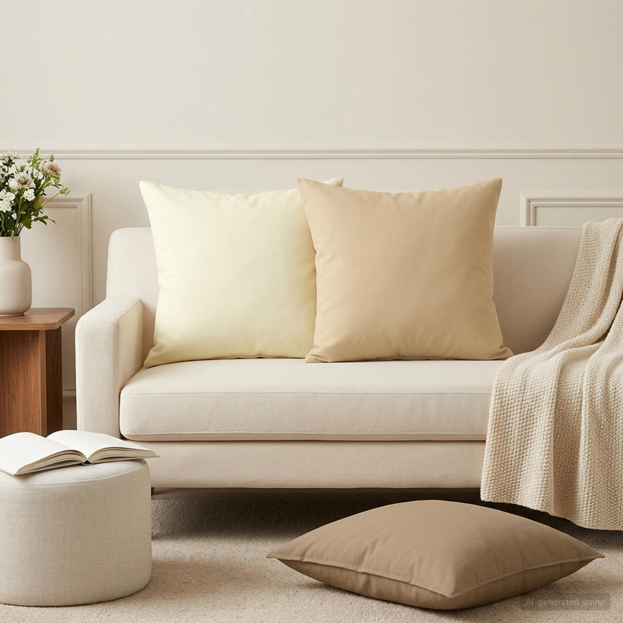 Throw Pillow 6 pcs HEERLEN Beige 45 x 45 cm Polyester