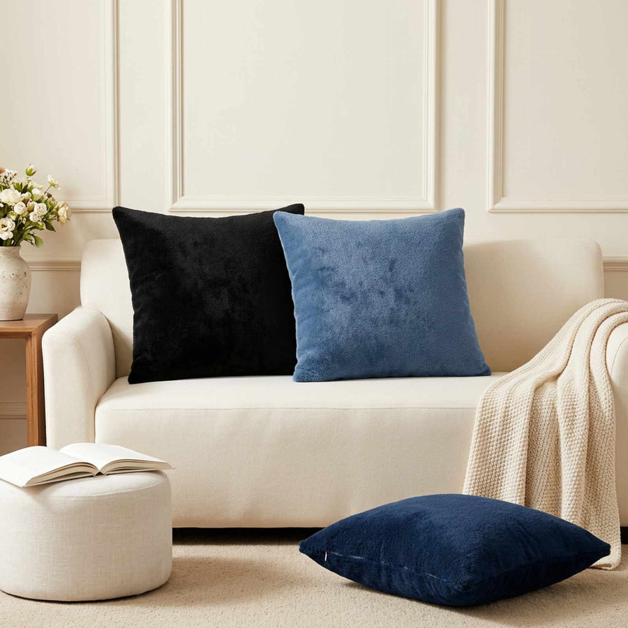 Throw Pillow 12 pcs HEERLEN Black 45 x 45 cm Flannel