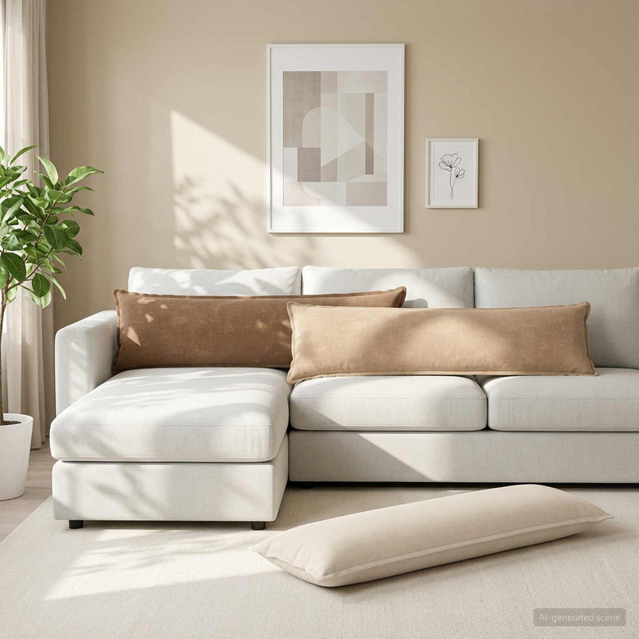 Throw Pillow 2 pcs HOUTEN Cream 40 x 145 cm Chenille Fabric