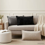 Cushion 2 pcs HOUTEN Dark Grey 40 x 80 cm Chenille Fabric