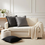 Cushion 12 pcs HOUTEN Black 50 x 50 cm Faux Linen