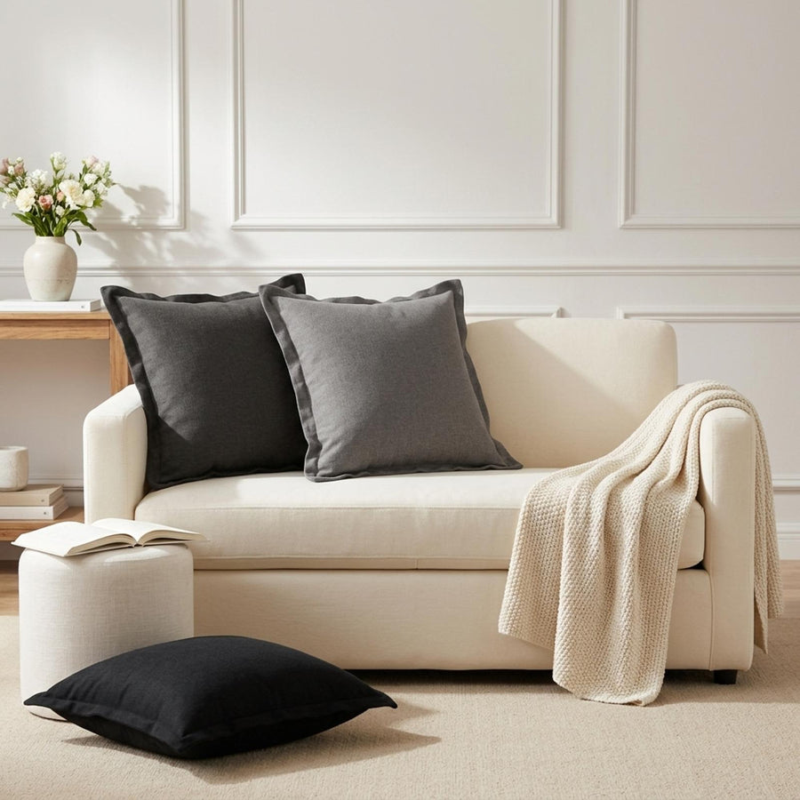 Cushion 12 pcs HOUTEN Black 50 x 50 cm Faux Linen