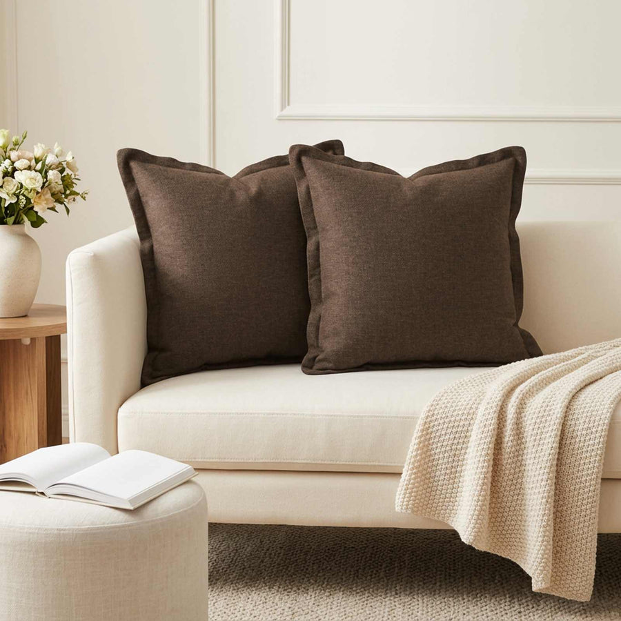 Throw Pillow 6 pcs HOUTEN Brown 45 x 45 cm Faux Linen
