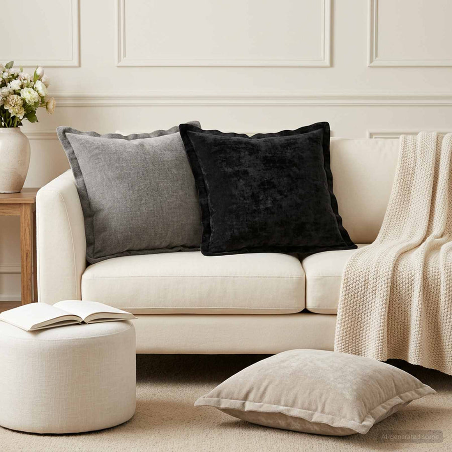 Throw Pillow 6 pcs HOUTEN Light Grey 45 x 45 cm Chenille Fabric