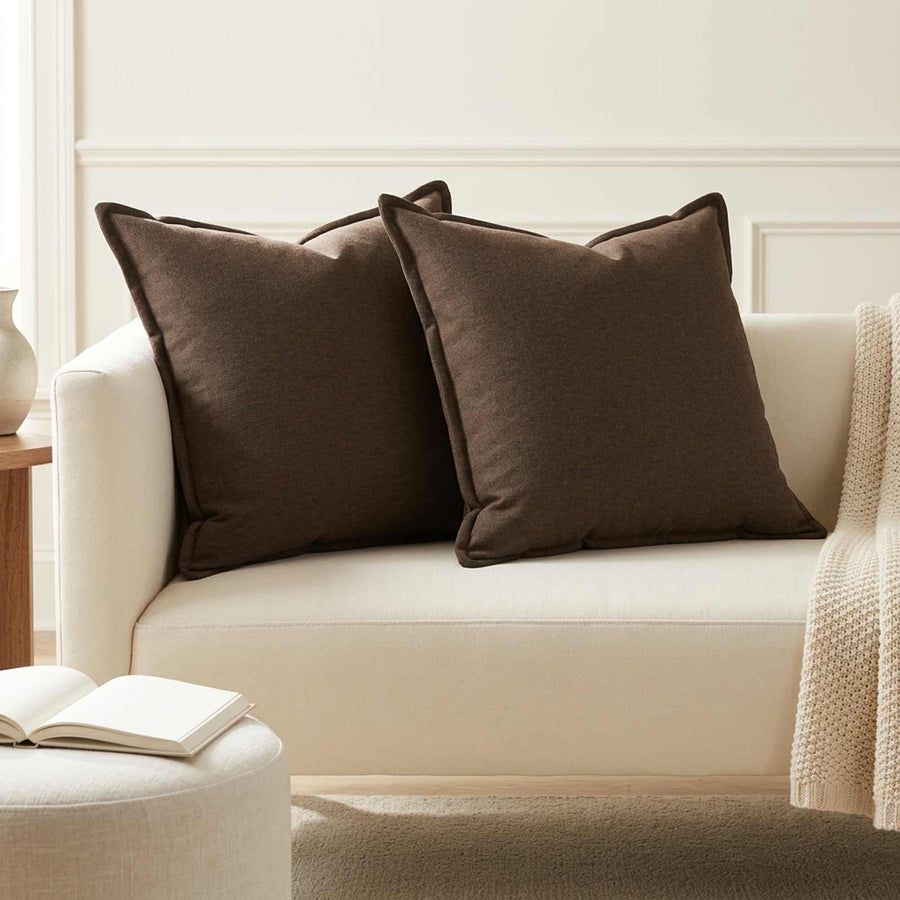 Cushion 2 pcs HOUTEN Taupe 55 x 55 cm Faux Linen