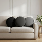 Throw Pillow 2 pcs HEERLEN Black Ø 40 cm Fabric