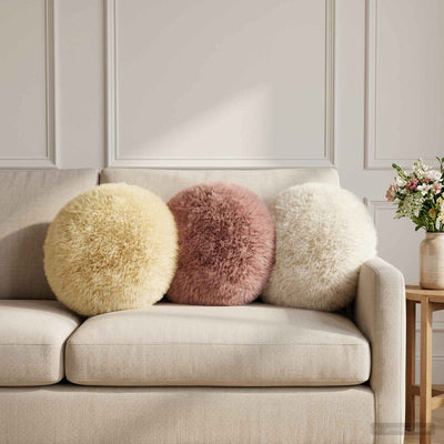 Cushion 2 pcs HEERLEN White Ø 50 cm PV Fleece