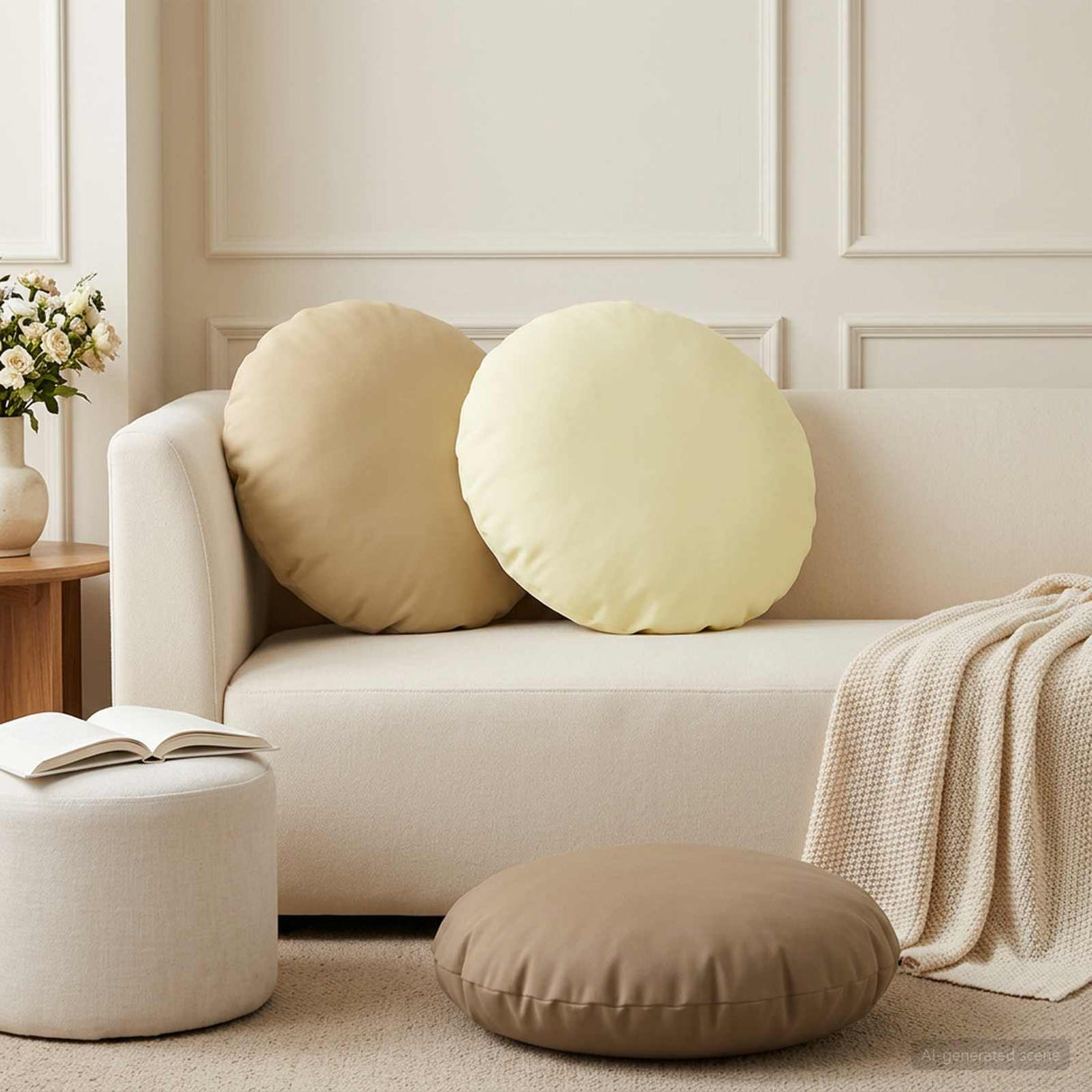 Cushion with Pillow HEERLEN 6 pcs Cream Polyester