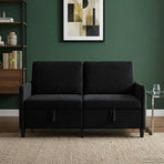 Sofa With Storage 2-Seater Black 152 x 78 x 87 cm Polyester