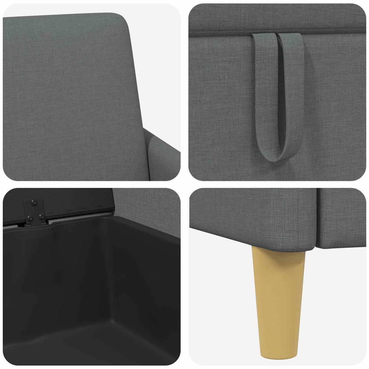 Sofa with Storage Dark Grey 172 x 78 x 87 cm Polyester