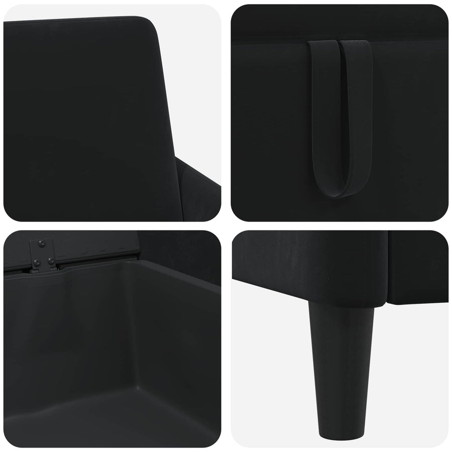 Sofa With Storage 3-Seater Black 172 x 78 x 87 cm Polyester