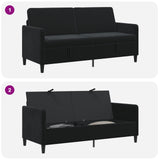 Sofa with Storage Black 172 x 78 x 87 cm Polyester - Close-Up Angle
