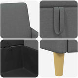 Sofa with Storage Dark Grey 192 x 78 x 87 cm Polyester - Close-Up Angle