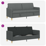 Sofa with Storage Dark Grey 192 x 78 x 87 cm Polyester - Rear View