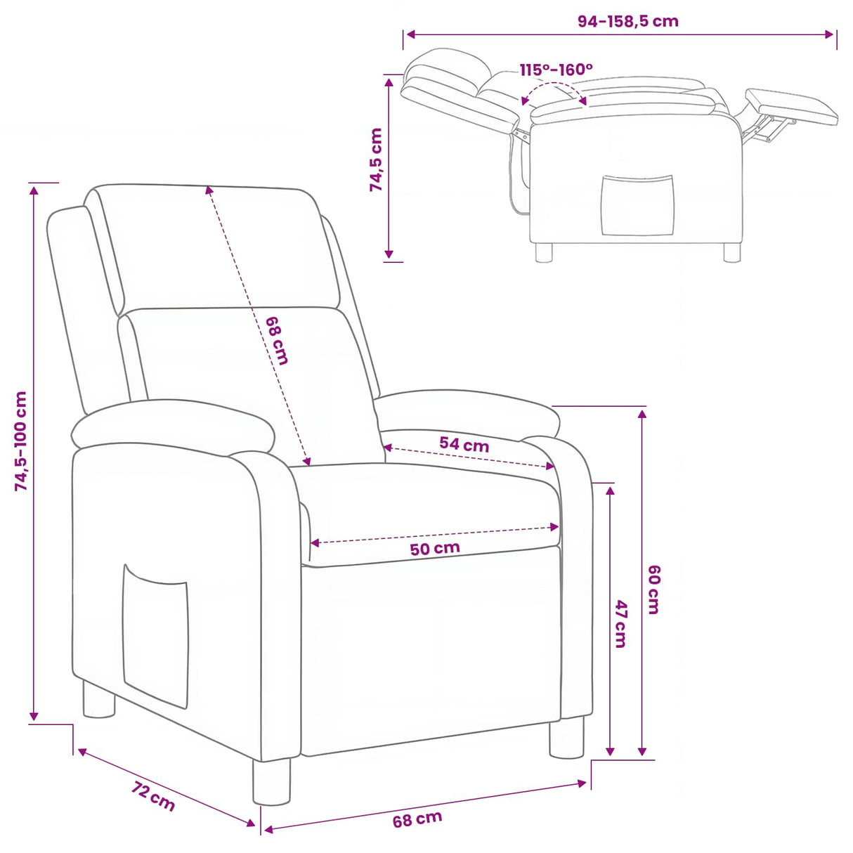 Recliner Black Faux Leather