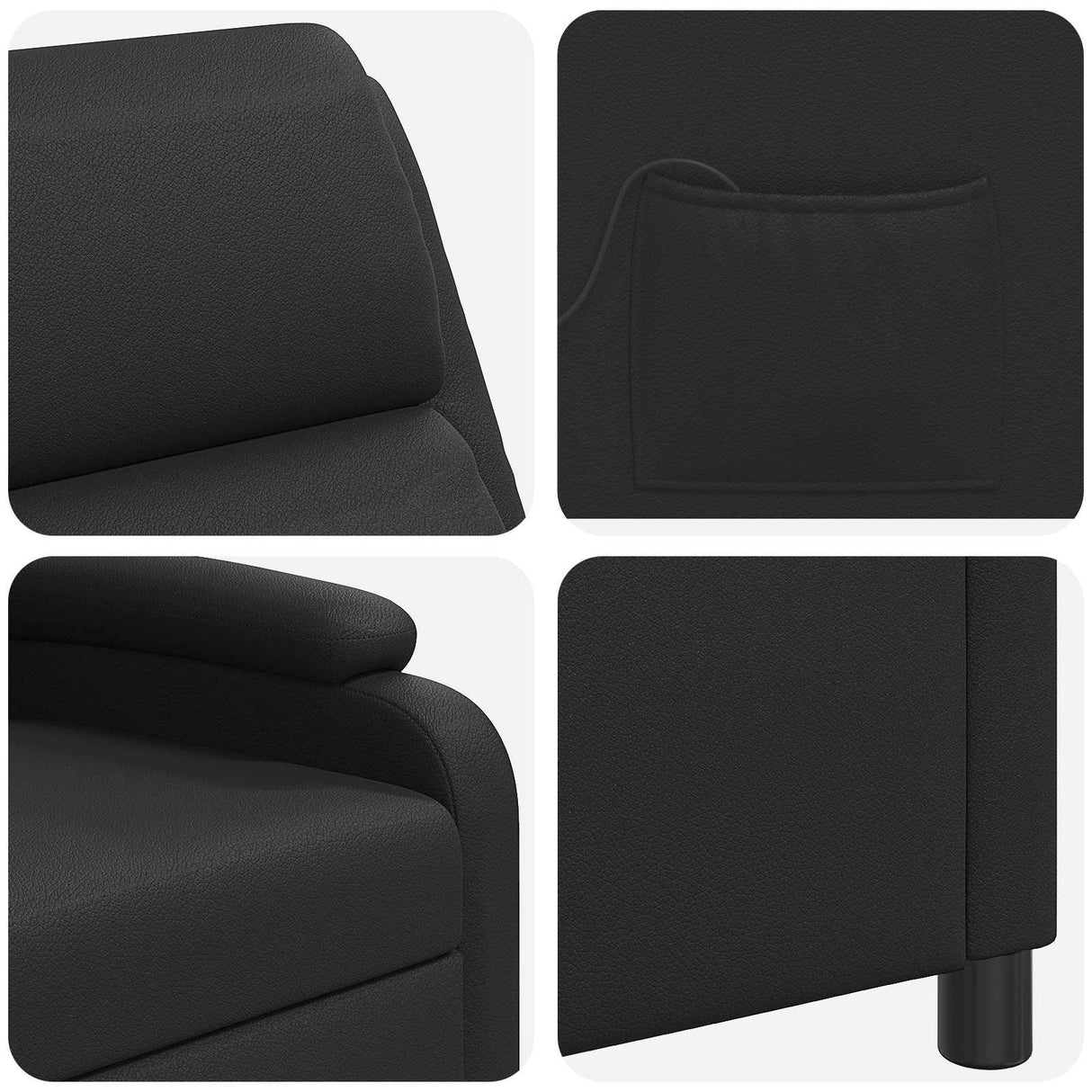Massage Recliner Black Faux Leather