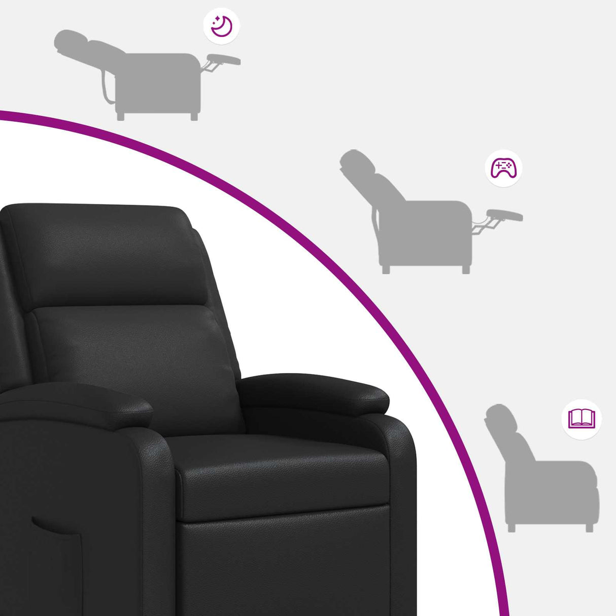 Massage Recliner Black Faux Leather