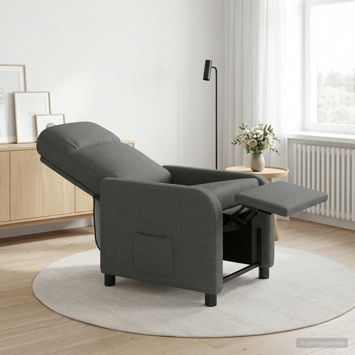 Recliner Dark Grey Fabric
