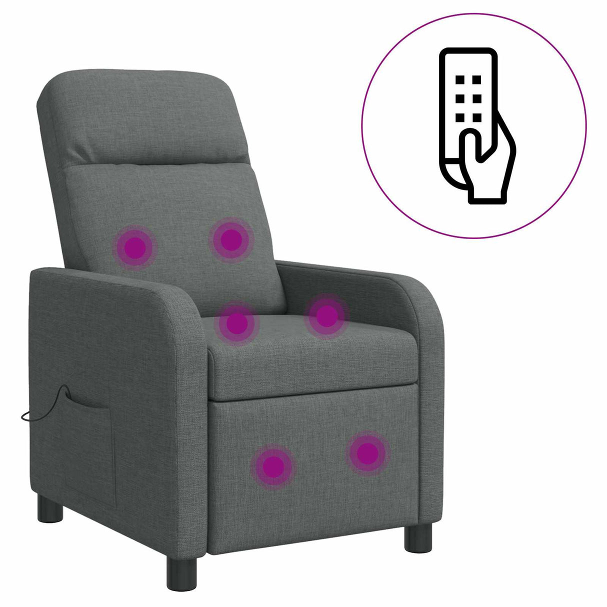 Massage Recliner Dark Grey Fabric