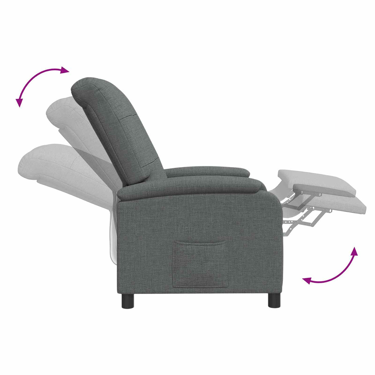 Massage Recliner Dark Grey Fabric