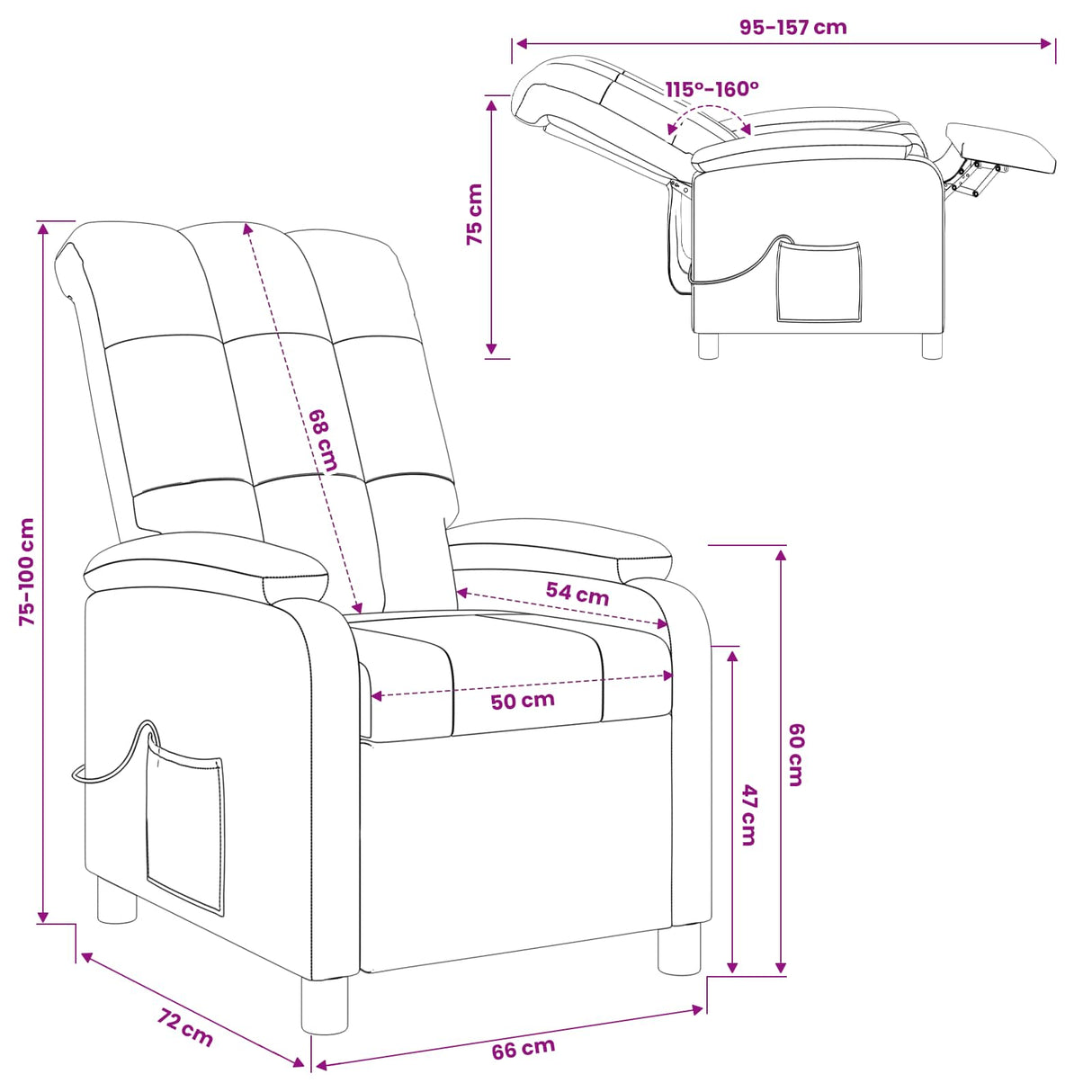Massage Recliner Dark Grey Fabric