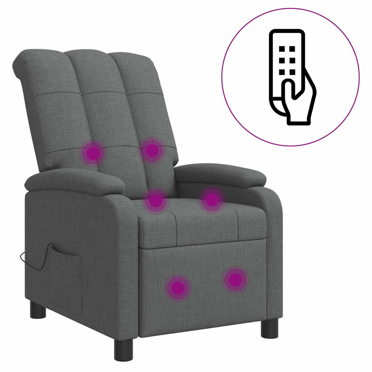 Massage Recliner Dark Grey Fabric