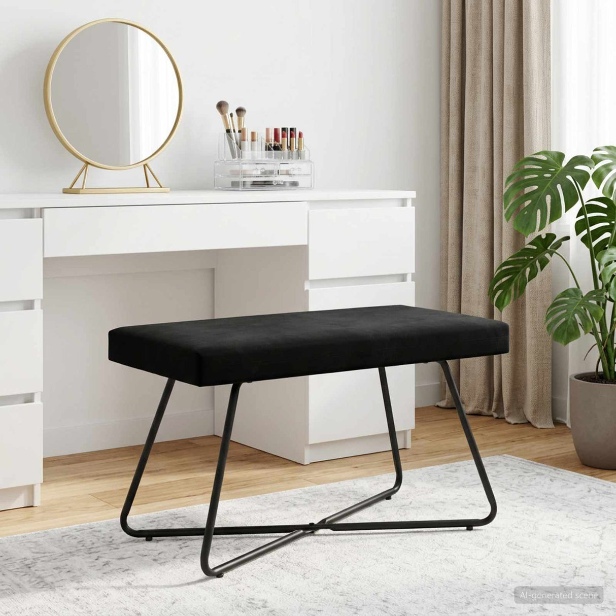 Bench Black 80 x 40 x 45 cm Velvet