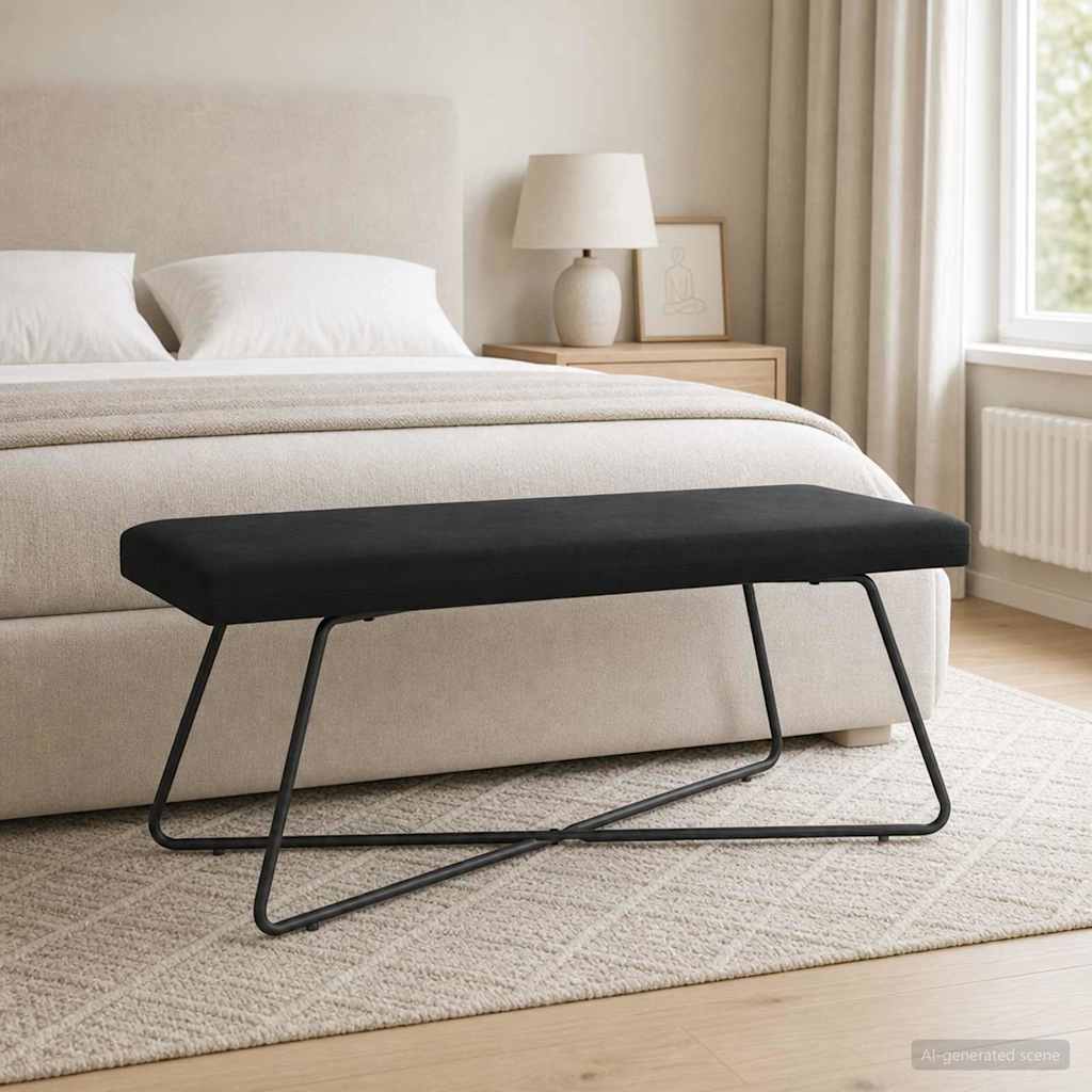 Bench Black 110 x 40 x 45 cm Velvet