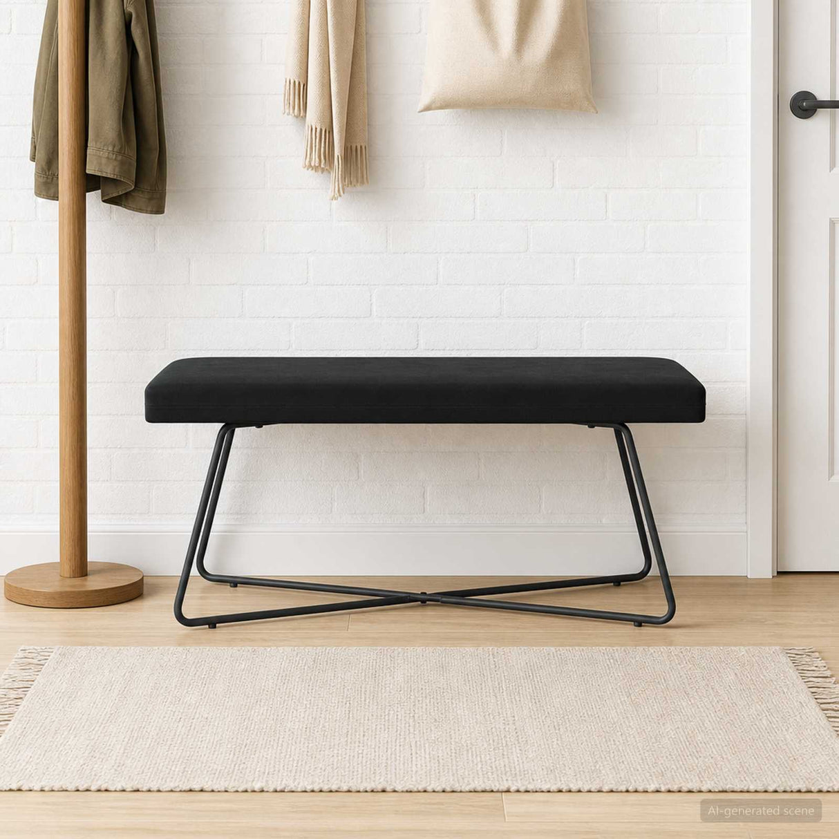 Bench Black 110 x 40 x 45 cm Velvet