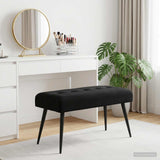 Button tufted bench Black 80 x 40 x 46 cm Velvet - Side View